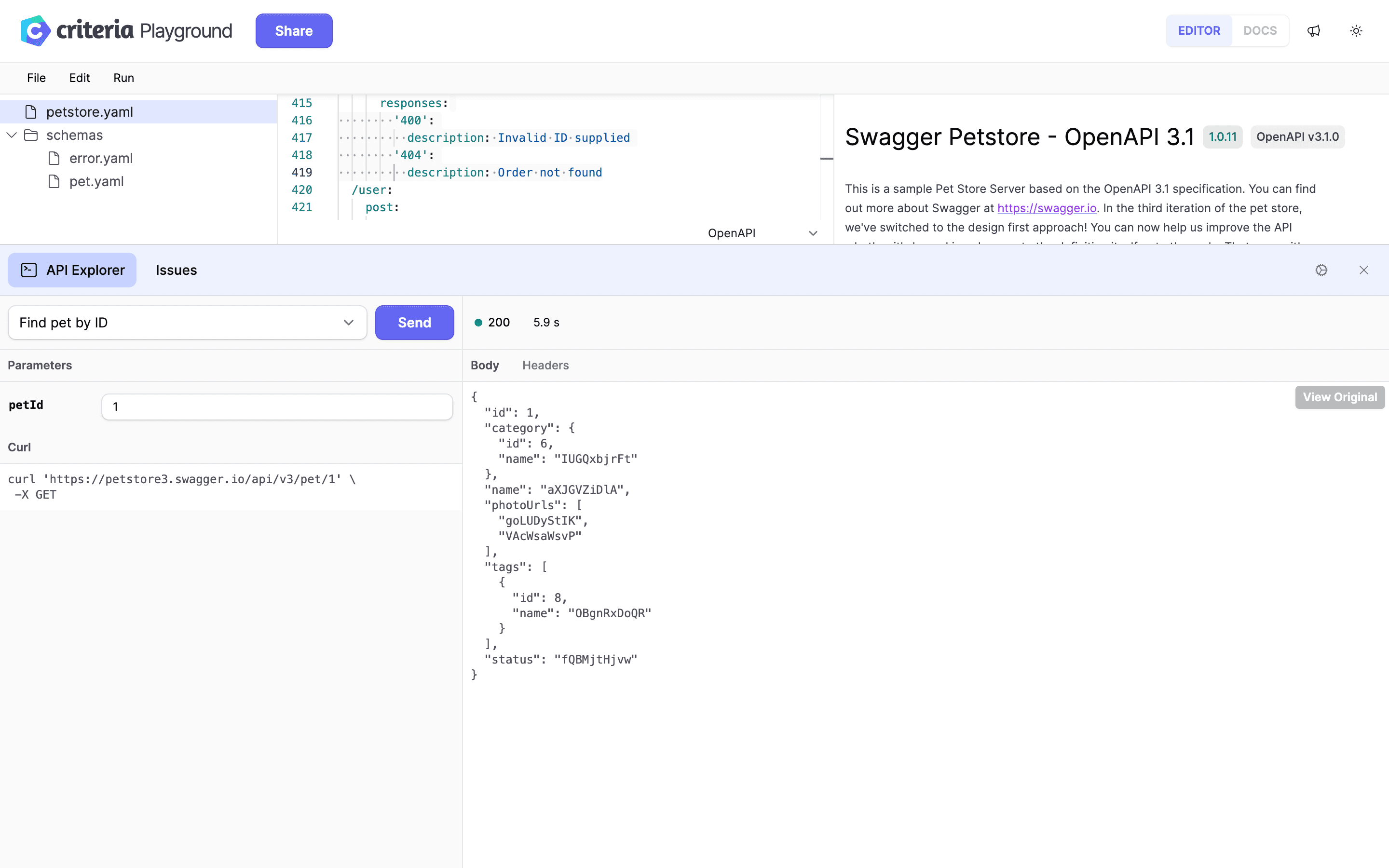 Screenshot of Criteria API Explorer